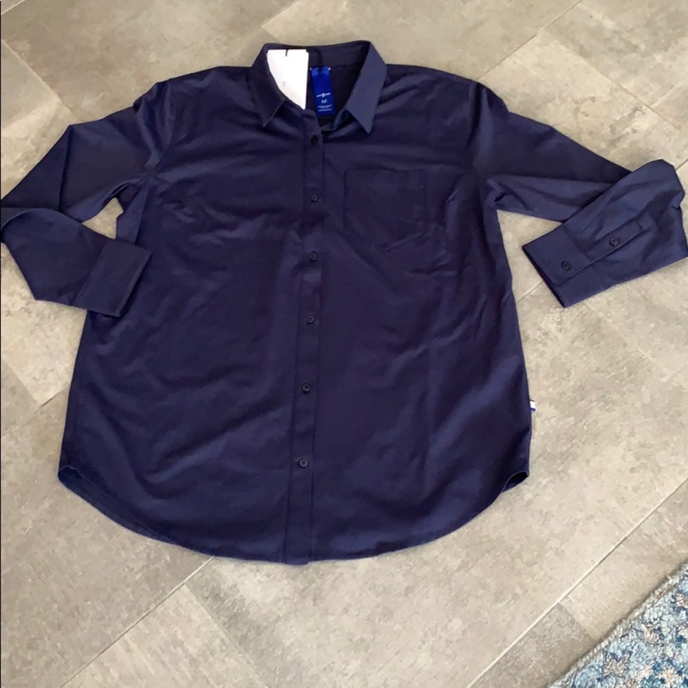 KIT ACE BLUE SILK BLOUSE NEW M BOYFRIEND